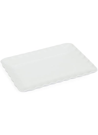 اشتري Onde Porcelain Rectangular Plate, White - 27x19 cm في الامارات