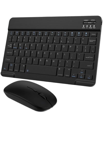 Buy Ultra-Slim Bluetooth Keyboard and Mouse Combo Rechargeable Portable Wireless Keyboard Mouse Set for Apple iPad iPhone iOS 13 and Above Samsung Tablet Phone Smartphone Android Windows (Black) in UAE