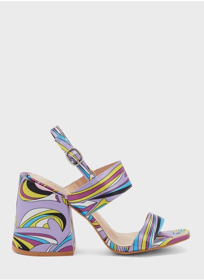 اشتري Floral Print Flared Heel Sandal في الامارات