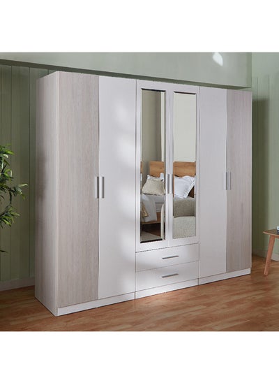 اشتري Fiesta 6-Door Wardrobe with 2 Drawers and 2 Mirrors 243 x 216 x 60 cm في السعودية