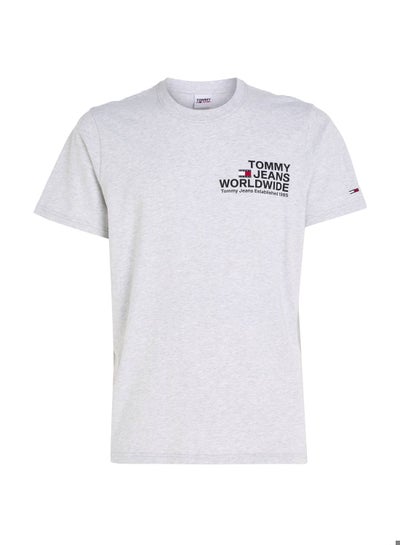 Buy Men's Crew Neck Logo T-Shirt, Grey in UAE