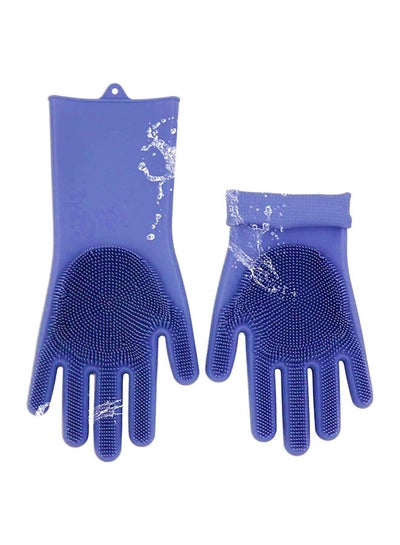 Buy Magic Silicone Gloves With Wash Scrubber Dishwashing Cleaning Gloves With Bristles 240 G - Purple in Egypt