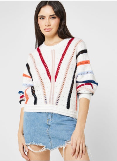 Buy Multi Striped Detail Sweater in UAE