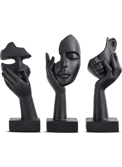 Buy Oliruim Black Home Decor Accent Art Woman Face Statue Collectible Statue For Modern Home Living Room Bookshelf Black Desk Decor 3 Pieces Set in Egypt