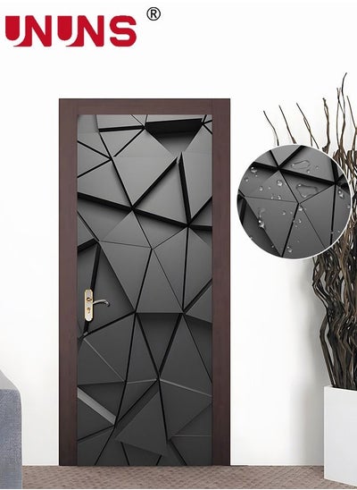 Buy 3D Door Stickers Mural,Black Abstract Geometric DIY Self-Adhesive Door Wall Murals,Waterproof Removable Doors Decoration,38.5x200x2cm in UAE