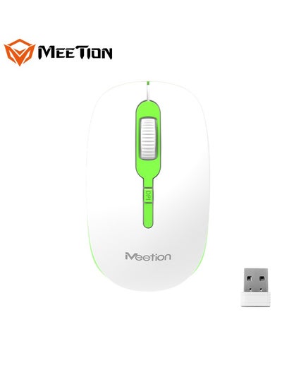 اشتري MEETION 2.4G USB Green Wireless Optical Mouse R547 DPI switch button Resolution 800/1200/1600dpi 2.4GHz USB Nano receiver included (range up to 10m) في الامارات