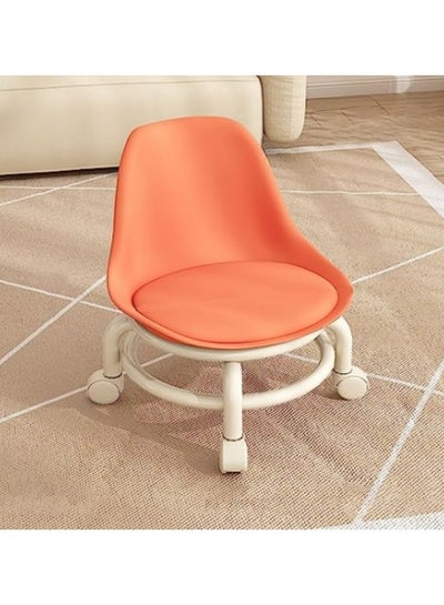 Buy Kids Chairs, Child Back Chair, Toddler Stools & Low Stools, Kids Round Comfort Slide Chair with Wheels and Back Support Orange in UAE