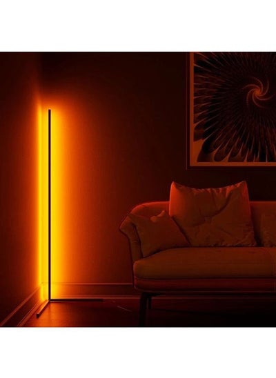 اشتري Smart LED Corner Floor Lamp With Remote Control Black في الامارات