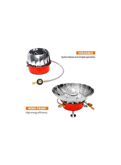 اشتري Mini Camping Gas Stove Portable, Windproof Foldable Camping Stove, Lightweight & Compact Camping Cooker for Backpacking, Hiking, Riding, Mountaineering, Camping (Lotus Furnace) في مصر