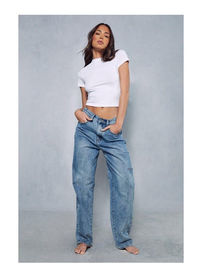 Buy Straight Leg Rip Detail Baggy Jean in Saudi Arabia