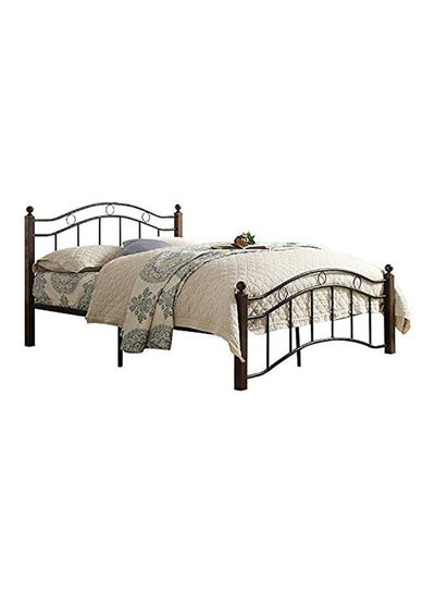 Buy Wood And Steel Bed And Wooden Legs With Madicated Mattress Brown- King Size 190x180 cm in UAE