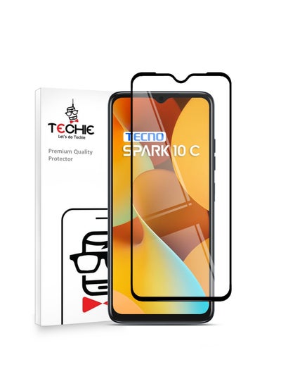 اشتري Techie 5D Full Cover 9H Hardness HD Tempered Glass Screen Protector for Tecno Spark 10C - Anti-Scratch, Anti-Fingerprint, and Bubbles Free Technology في السعودية