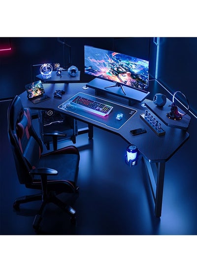 Buy Aircraft Gaming Desk with Double-Sided Storage, Carbon Fiber Frame, Desktop Computer and Workbench Table 140 cm in UAE