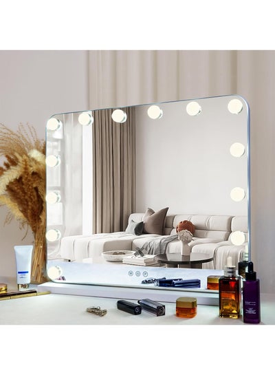 Buy Hollywood Vanity Mirror with Dimmable LED Bulbs 3 Color Modes and Touch Control in UAE
