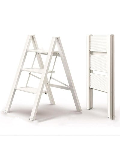 Buy COOLBABY 3-Step Ladder Household Small Ladder, Foldable Miter Ladder, Thickened Aluminum Alloy Stairs Three Step Multi-functional Stool For Home Office Kitchen Garden in UAE