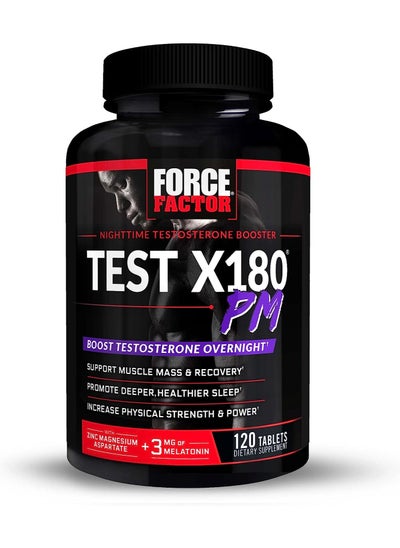 Buy Test X180 PM Testosterone Booster for Men, Overnight Testosterone Supplement to Build Muscle, Increase Strength, and Promote Deeper, Healthier Sleep and Recovery, Force Factor, 120 Tablets in Saudi Arabia