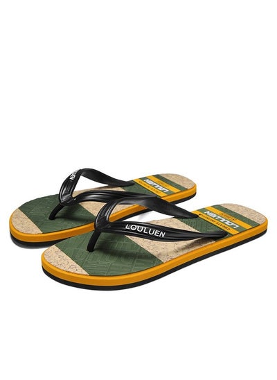 Buy Men's Summer New  Casual Slippers Beach Flip-flops Green in Saudi Arabia