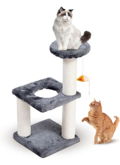 Buy Cat Tree, 2-layer Cat Tree Tower, Cat Condo with Sisal Scratching Post, Rest Activity Center Cat Climbing Tree With Toys, Sisal Posts (45×21×21cm） in UAE