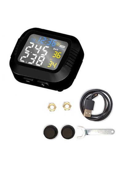 Buy Motorcycle Tire Pressure Monitor Mountain Bike Wireless Tire Pressure Monitoring Instrument Small Portable Waterproof Tire Pressure Monitoring System in Saudi Arabia