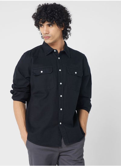 Buy Flap Pockets Regular Fit Denim Shirt in UAE