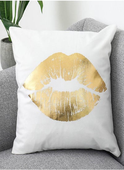 اشتري Cushion Covers Décor Throw Pillow Cover Gold Lips Printed Decorative Pillow Cushion Cover for Bedroom Sofa Car Home Décor في الامارات