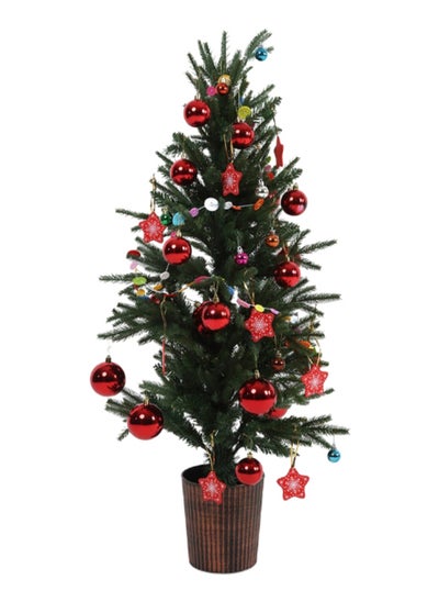 اشتري Alina Christmas Tree with Pot Stand, Green & Red – 120 cms في الامارات