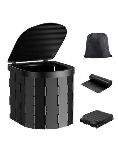 Buy Portable Toilet for Camping Portable Folding Toilet with Lid Waterproof Porta Potty Car Toilet Bucket Toilet Portable Potty for Adults, Travel Toilet in UAE
