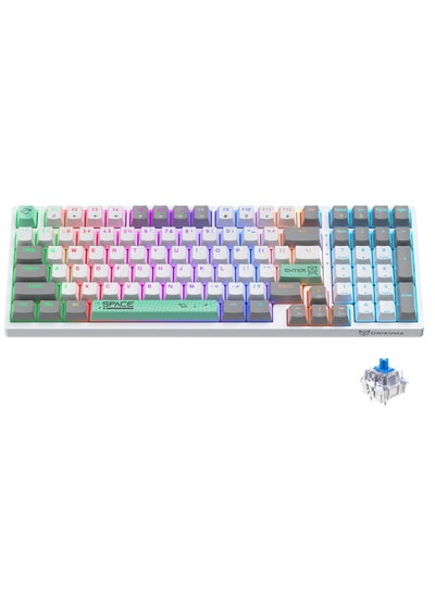 Buy 80% Wired Mechanical Keyboard, Gaming Keyboard with Blue Swithes, 98 Keys LED RGB Backlit for PC, Laptop, MacBook, Office Typing Keyboard, Mixed Color Keycaps in Saudi Arabia
