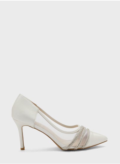 Buy Diamante Detail And Sheer Pointed Pump in Saudi Arabia