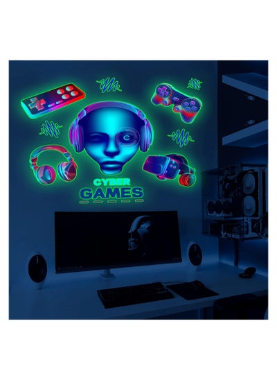 Buy 3D Glow In The Dark Stickers, Wall Decal Gamer Boy, Wall Stickers Video Game Controller Wall Decor, For Boys Room Kids Bedroom Home Playroom Decoration, Gamers Gift, Self-Adhesive Waterproof in UAE