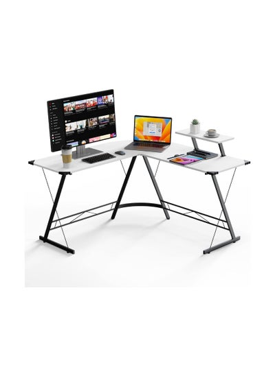 Buy L-Shaped Corner Desk Gaming Writing Computer Desk Space Saving Easy Assembly in Saudi Arabia