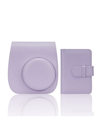 اشتري Trendy PU Leather Camera Case for Fujifilm Instax Mini 11 9 8 8 Plus Adjustable Strap and Pocket with Mini Photo Album Purple في السعودية