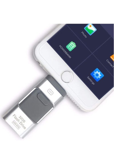 اشتري 3-In-1 OTG USB 3.0 Memory Stick Pen Drives for iPhone/iPad/Android /PC (256GB, Silver) في الامارات