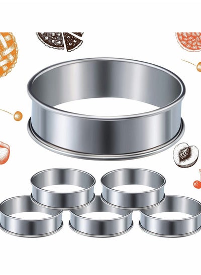 Buy 6 Pieces Muffin Tart Rings Double Rolled Tart Ring Stainless Steel Muffin Rings Metal Mousse Cake Pancake Ring Pastry Round Ring Mould for Home Food Making Cooking Baking Tool, 3.15 Inch in Saudi Arabia