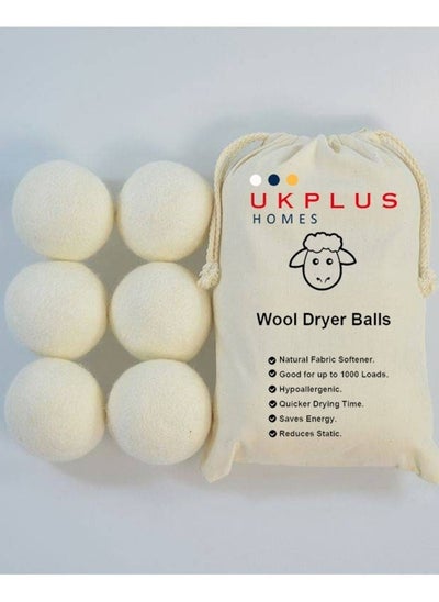 Buy Wool Dryer Balls Size Natural Fabric Softener Organic Premium Wool Safe Saving Energy and Time in UAE