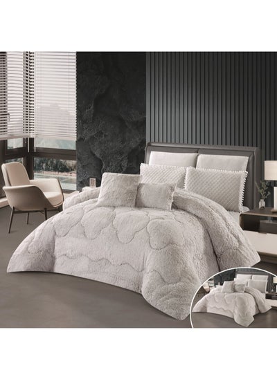 Buy Winter Comforter Set Made Of Fur And Velvet Double-Sided With Durable And Soft Fabric Heavy Filling 8 Pieces King Size in Saudi Arabia