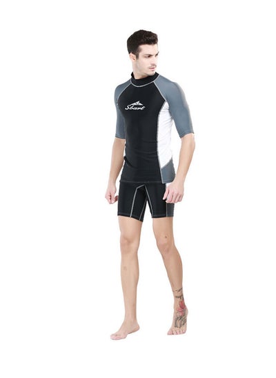 اشتري Scuba Diving Short And Sleeve Shirt With 1.5mm Neoprene Rash Guard Grey/Black في الامارات