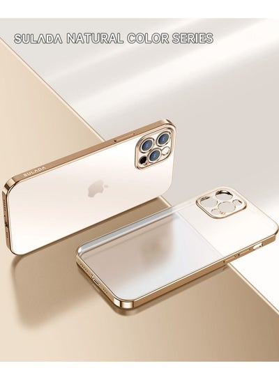 Buy Suitable for iPhone 14 Pro Max Matte Plated Mobile Phone Case Translucent Protective Soft Shell Gold in Saudi Arabia