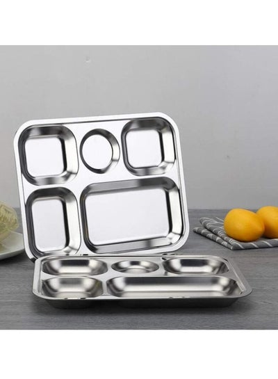 Buy 2 pcs Stainless Steel Divided Plates/Compartment Trays in UAE