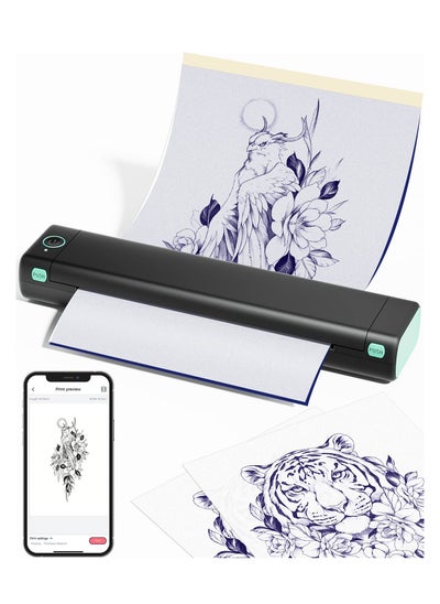 Buy M08F-A4 Wireless Tattoo Transfer Stencil Printer, Thermal Copier Machine with 10pcs Free Transfer Paper, Tattoo Printer Kit for Tattoo Artists, Compatible with phone & PC, Bluetooth Inkless Printer in UAE