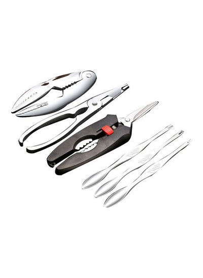 Buy 6-Piece Seafood Tool Set Silver/Black in UAE