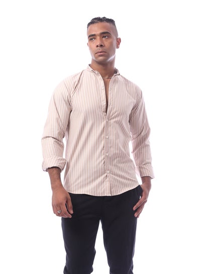 Buy Beige Long Sleeves Regular Fit Buttoned Shirt in Egypt