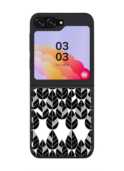 اشتري Rugged Black edge case for Samsung Galaxy Z Flip5, Slim fit Soft Case Flexible Rubber Edges Anti Drop TPU Gel Thin Cover -  Teardrop Leaves في الامارات