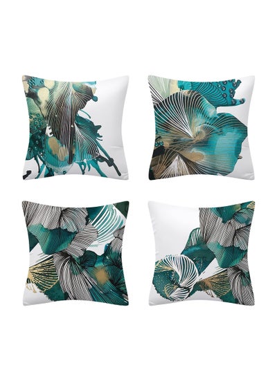 Buy 4 Pcs Butterfly Cushion Covers Turquoise Hand Painted Abstract Pillow Covers Blue Square Throw Pillowcase with Invisible Zipper for Sofa Couch 45cm in Saudi Arabia