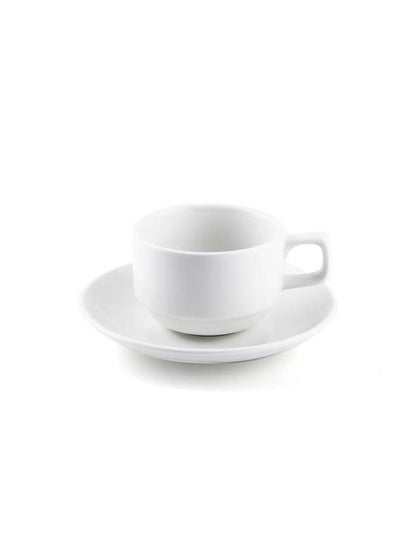Buy Ivory Porcelain Coffee and Tea Cup & Saucer 200 ml in UAE