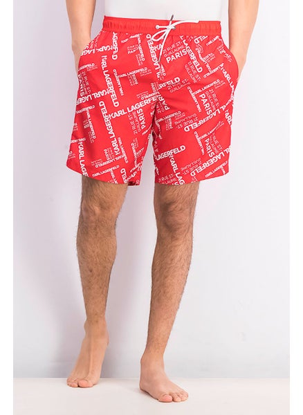 اشتري Men Rue Allover Print Long Board Short, Red في السعودية