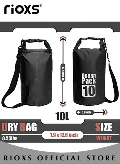 Buy PVC Waterproof Dry Bag 10L Diving Foldable Storage Bag for Men and Women Beach Swimming Bag Rafting backpack for Boating Canoeing Fishing Swimming Cycling Camping in Saudi Arabia