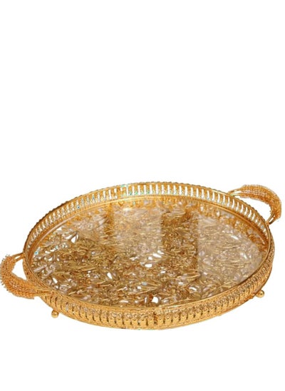 Buy A set of luxurious royal circular serving trays with golden handles is a wonderful addition. Golden color in Saudi Arabia