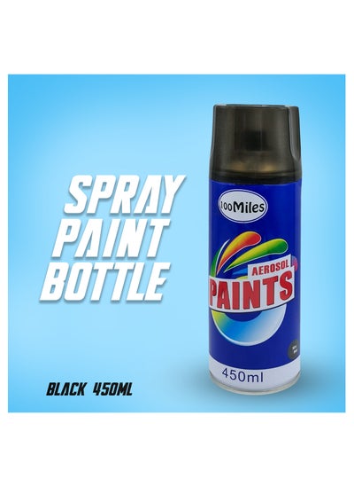 Buy Transform Surfaces with Precision Using 100 Miles Black Spray Paint 450ml in Saudi Arabia