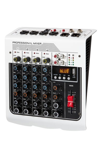 Buy Audio Mixer, 6 Channel DJ Mixer Sound Board Console, 3-Band Equalization Adjustment, with USB MP3 Bluetooth Input 48V, Fit for Live Performance Home Stage, Karaoke, Live Streaming Online in UAE